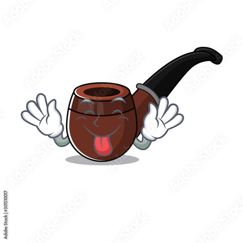 smoke pipe isolated cartoon the tongue out mascot