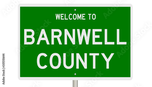 Rendering of a green 3d highway sign for Barnwell County photo