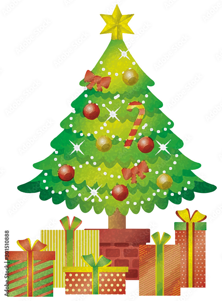 クリスマスツリーとプレゼントのイメージイラスト 水彩風 Stock Vector Adobe Stock クリスマスツリーとプレゼントのイメージイラスト 水彩風 Stock Vector Adobe Stock