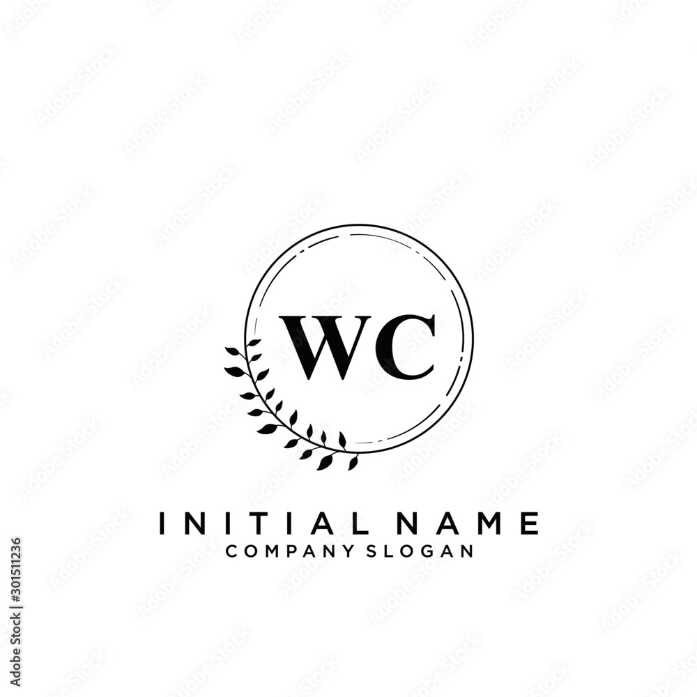 Letter WC Beauty Logo Template Vector Letter WC Beauty Logo Template Vector
