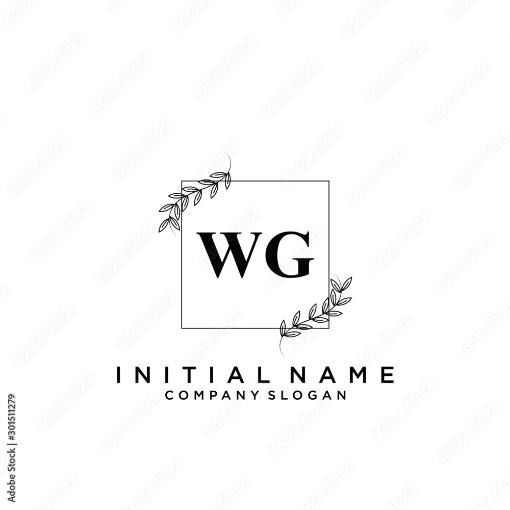 Letter WG Beauty Logo Template Vector
