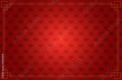 Background chinese concepts, red gradient with gold chinese patern.
