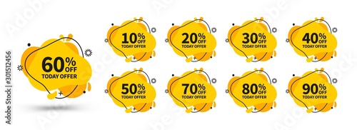 Yellow discount banners set. Vector bright template banners. Template ready for use in web or print design.