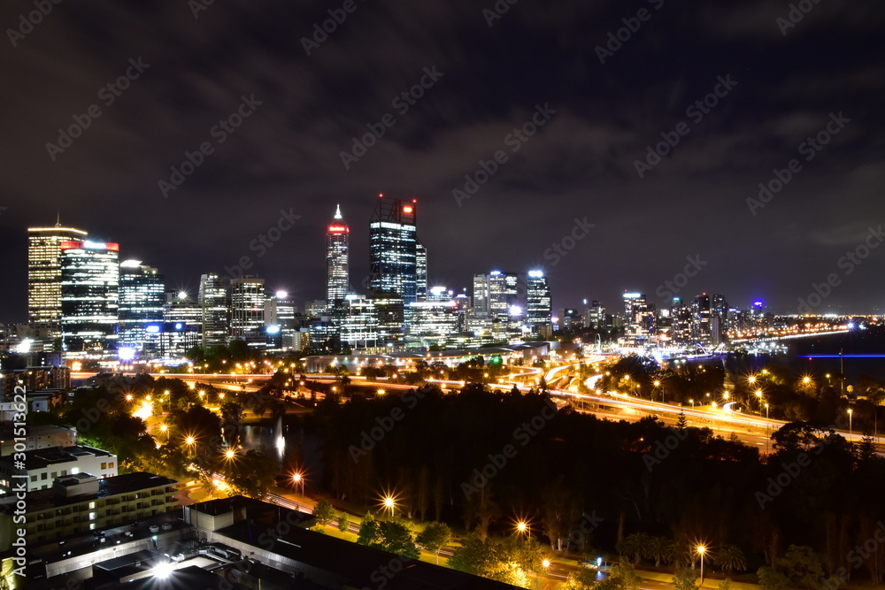 The night view of Perth in Western Australia