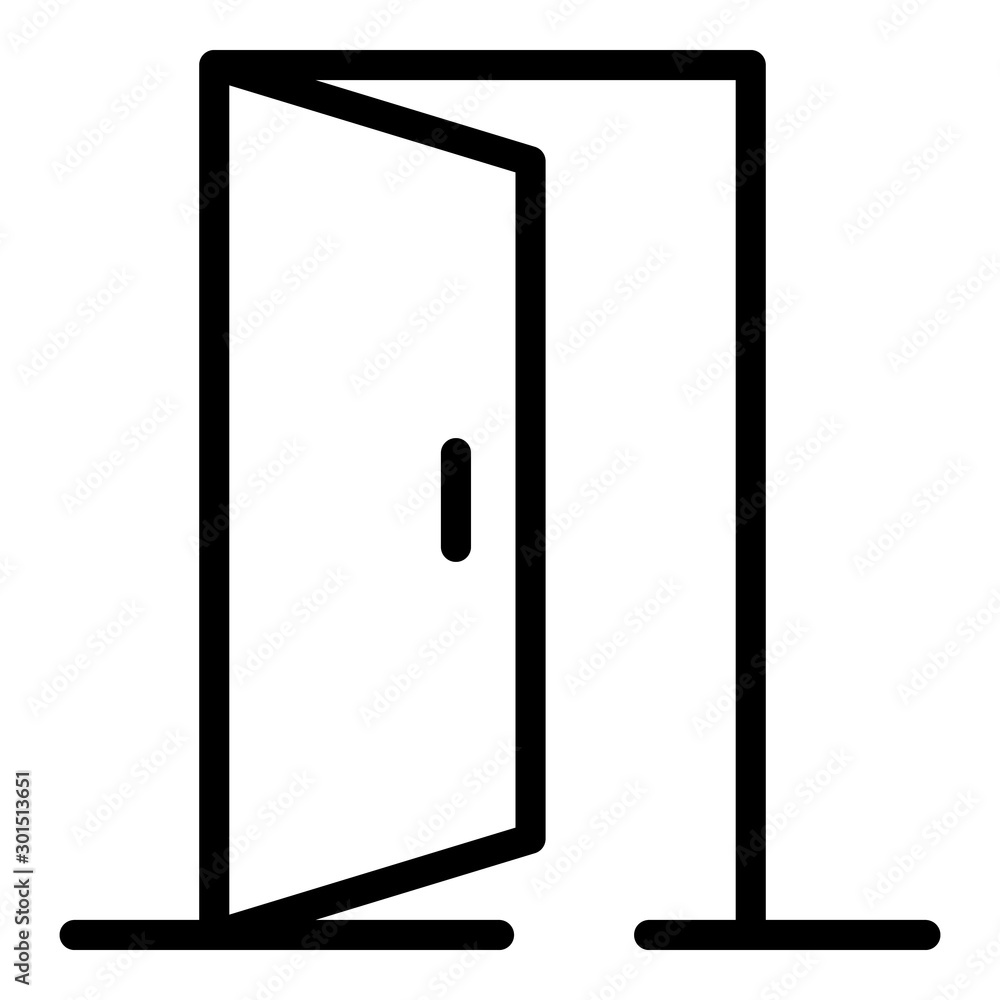 Exit door icon. Outline exit door vector icon for web design isolated on white background Exit door icon. Outline exit door vector icon for web design isolated on white background