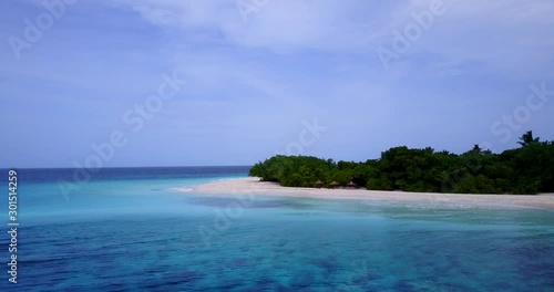 Gorgeous Peaceful Island with exotic white sand and Green Trees surrounded by Turquoise clean water in Barbados - Aerial shot photo