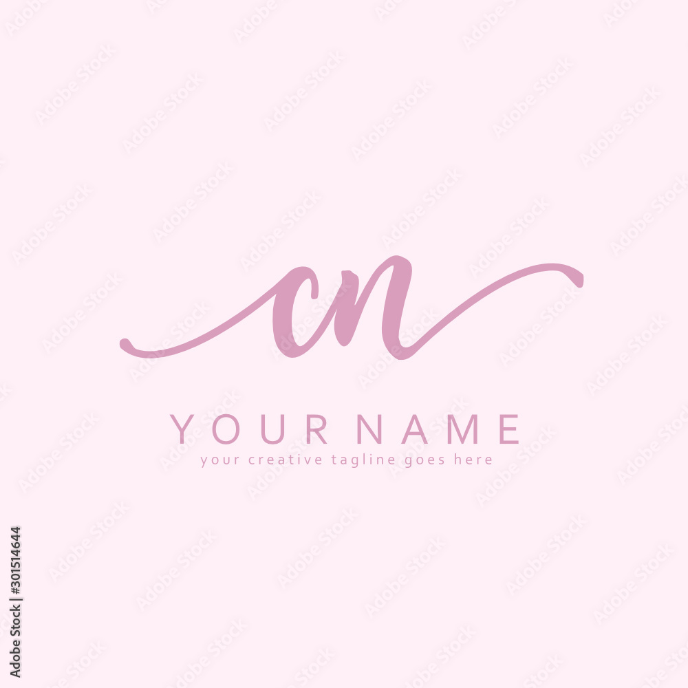 Handwriting C N CN initial logo template vector Handwriting C N CN initial logo template vector