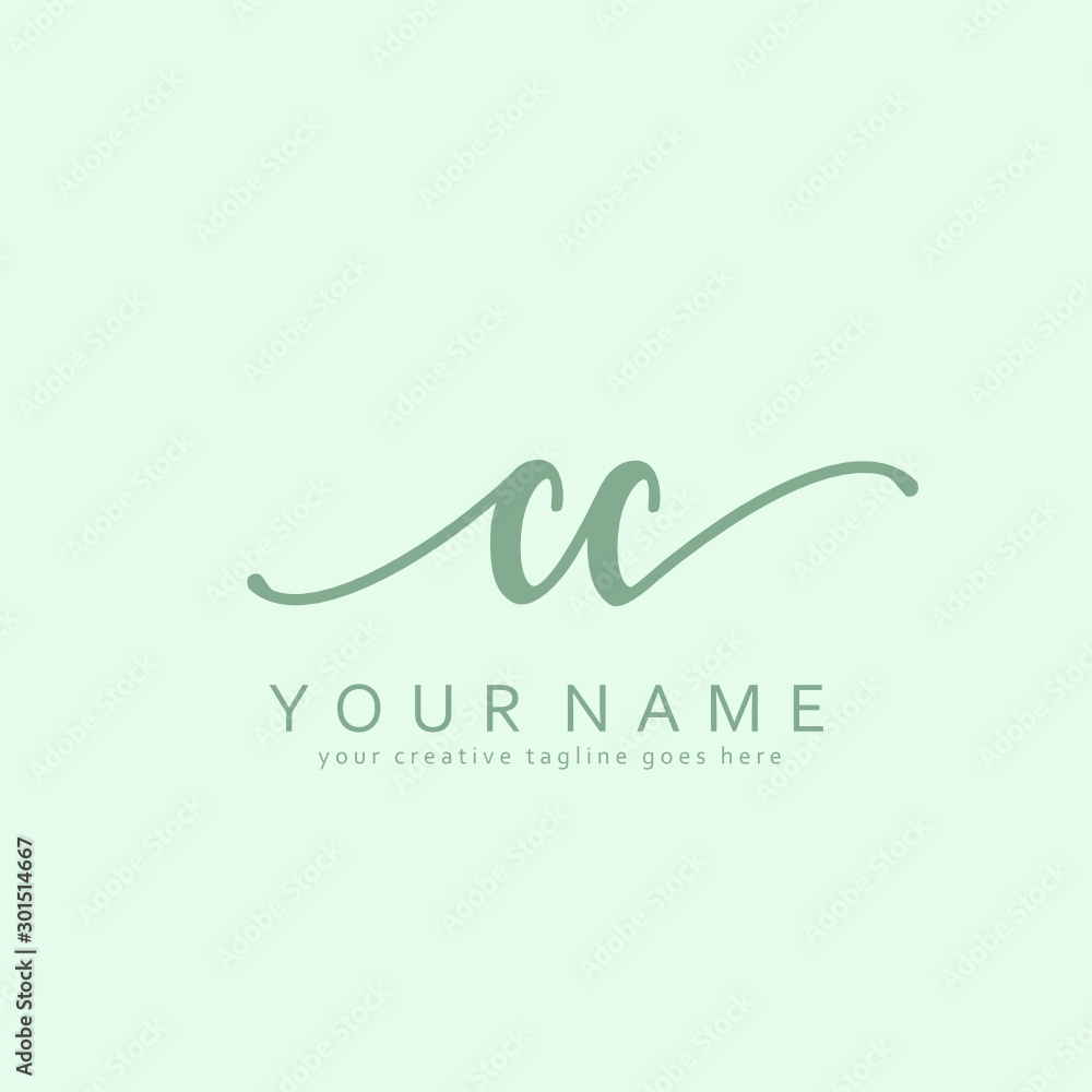 Handwriting C CC initial logo template vector Handwriting C CC initial logo template vector