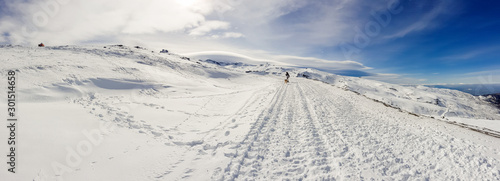 Ski resort of Sierra Nevada in winter, full of snow.