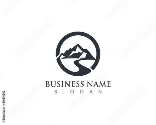Fotografie, Obraz Mountain sun logo Template Vector design