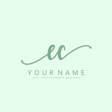 Handwriting E C EC initial logo template vector