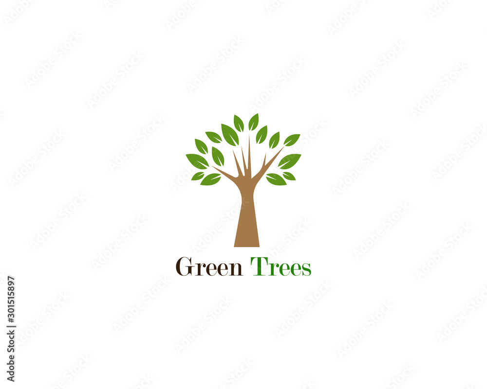 Obraz premium Green tree logo ecology nature vector