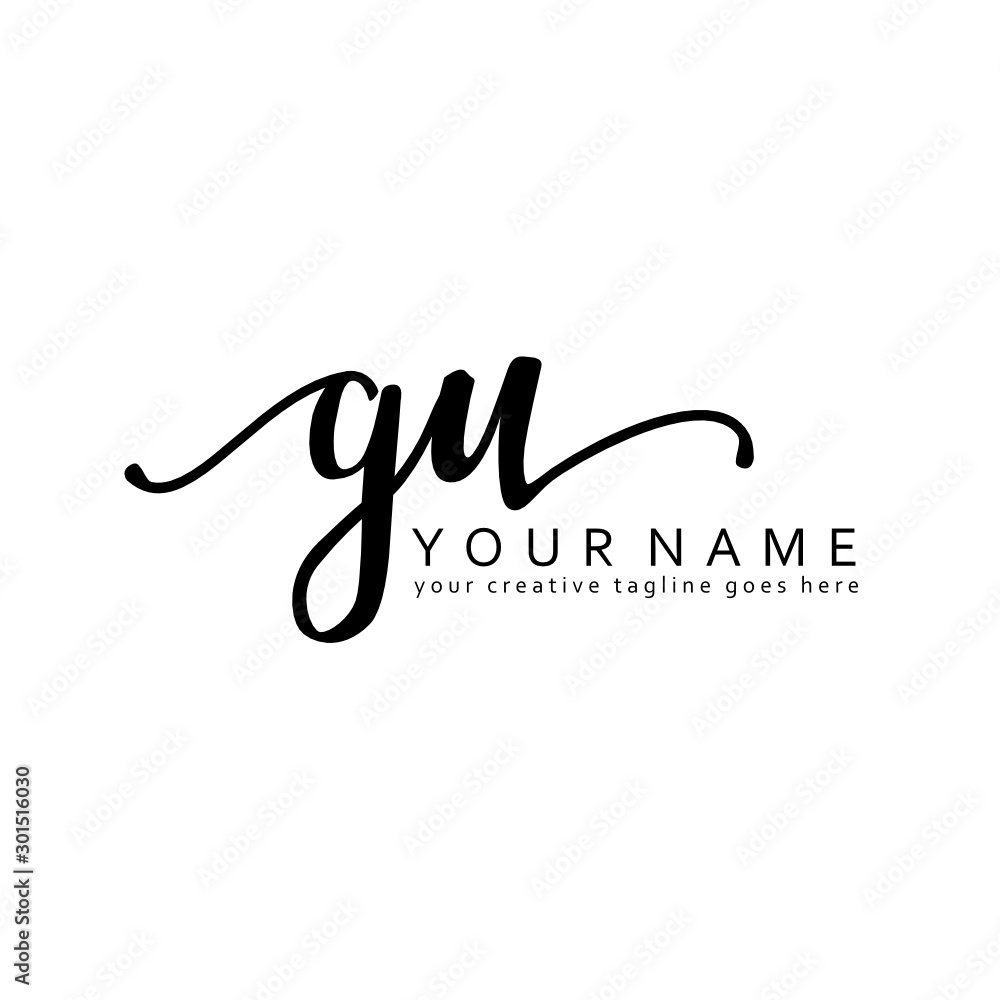 Handwriting G U GU initial logo template vector Handwriting G U GU initial logo template vector