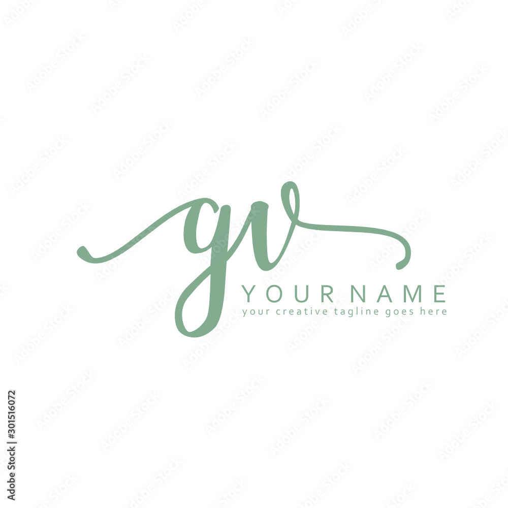 Handwriting G V GV initial logo template vector Handwriting G V GV initial logo template vector