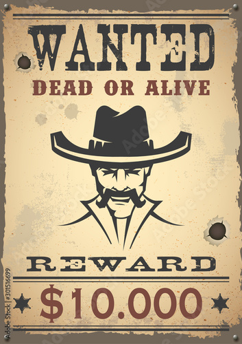 Wanted vintage western poster