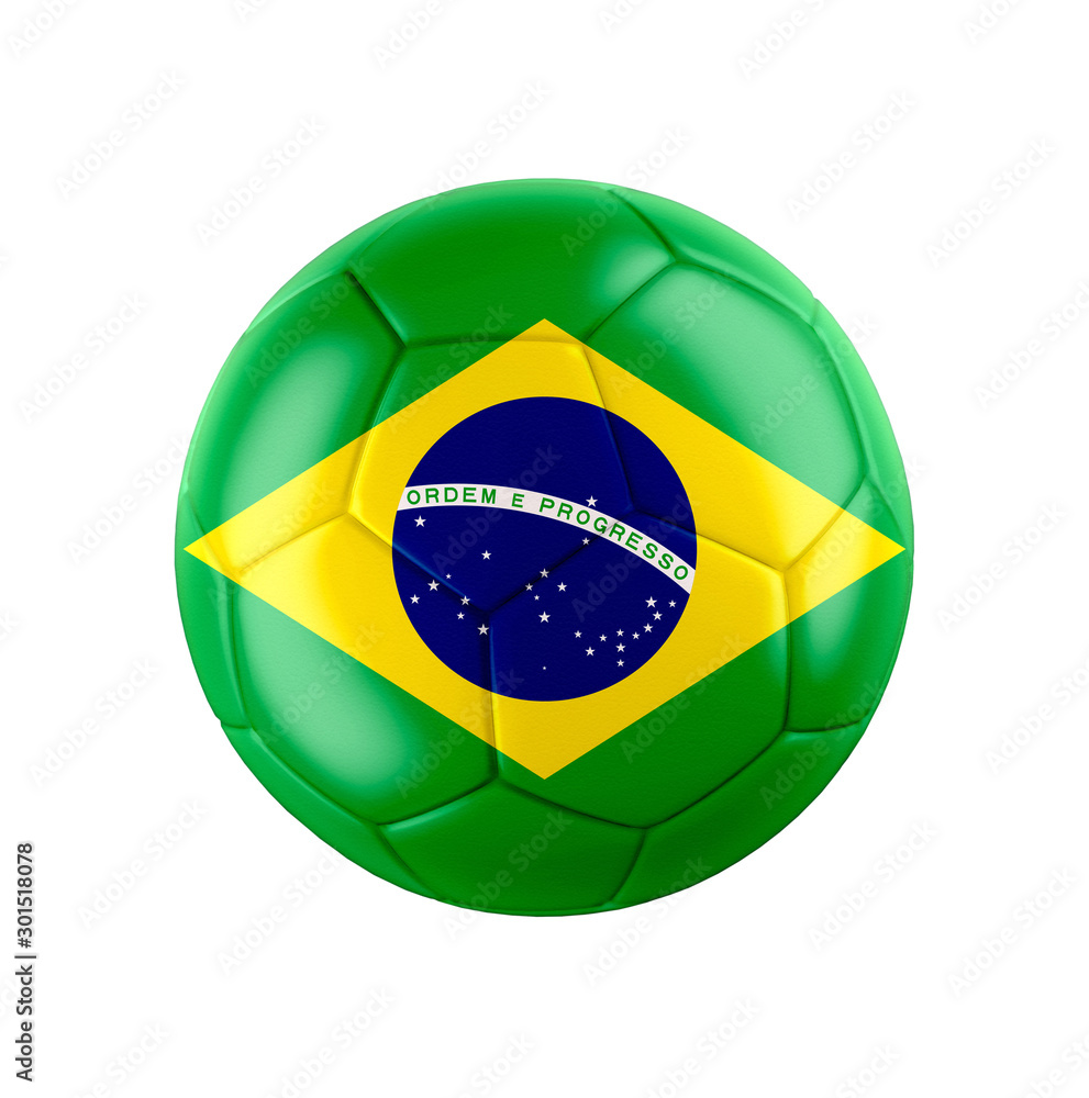 Obraz premium Soccer football ball with flag of Brazil