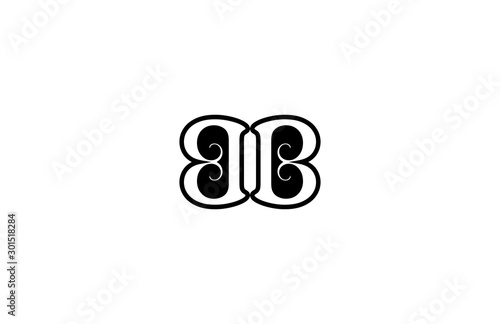 letter BB linear overlap gothic monogram font logotype