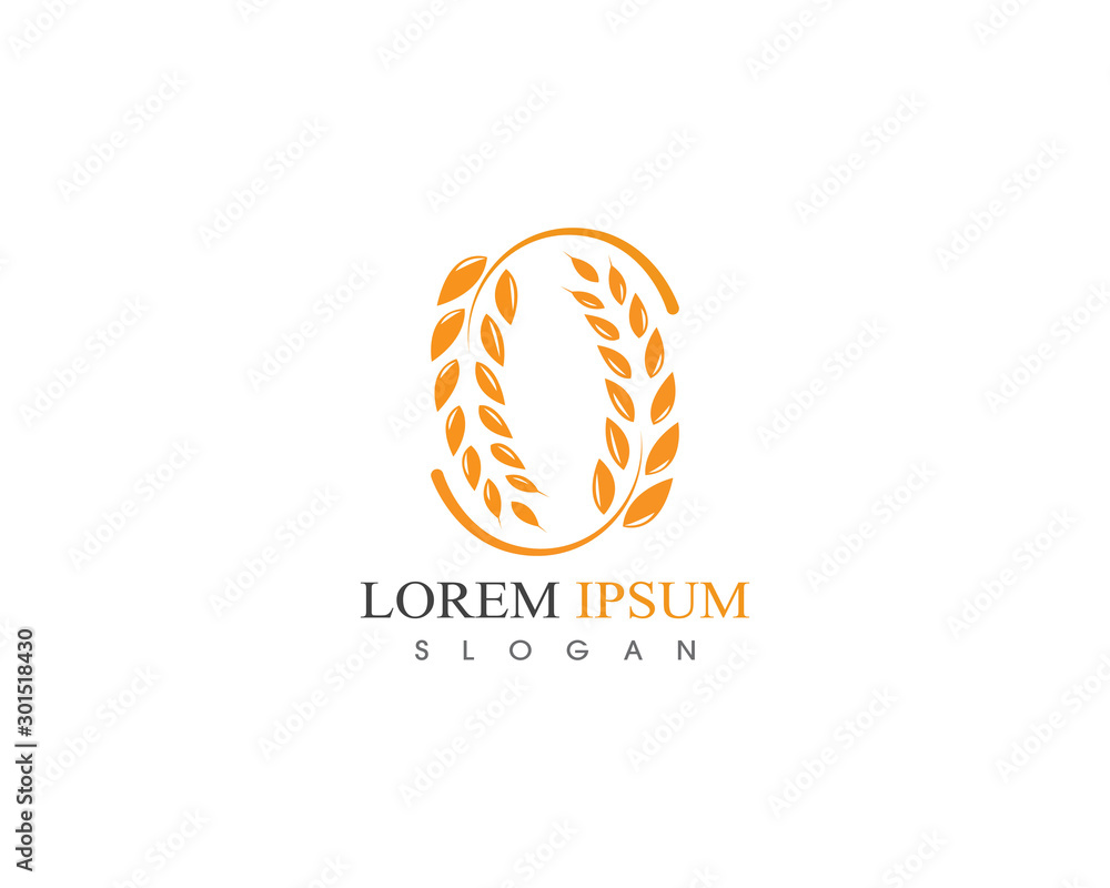 Wheat rice agriculture logo design icon vector template