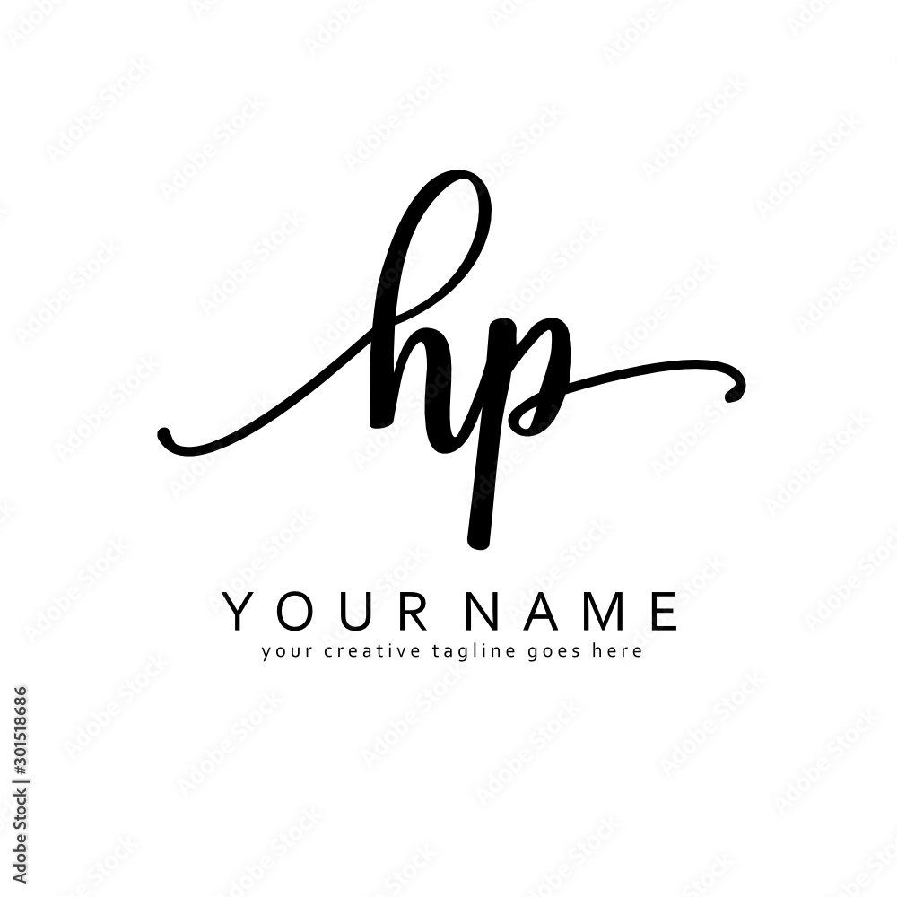 Handwriting H P HP initial logo template vector Handwriting H P HP initial logo template vector
