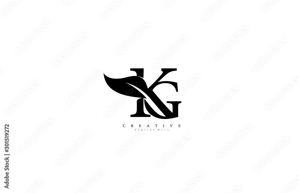 KG letter linked luxury flourishes ornate logotype - obrazy, fototapety, plakaty 