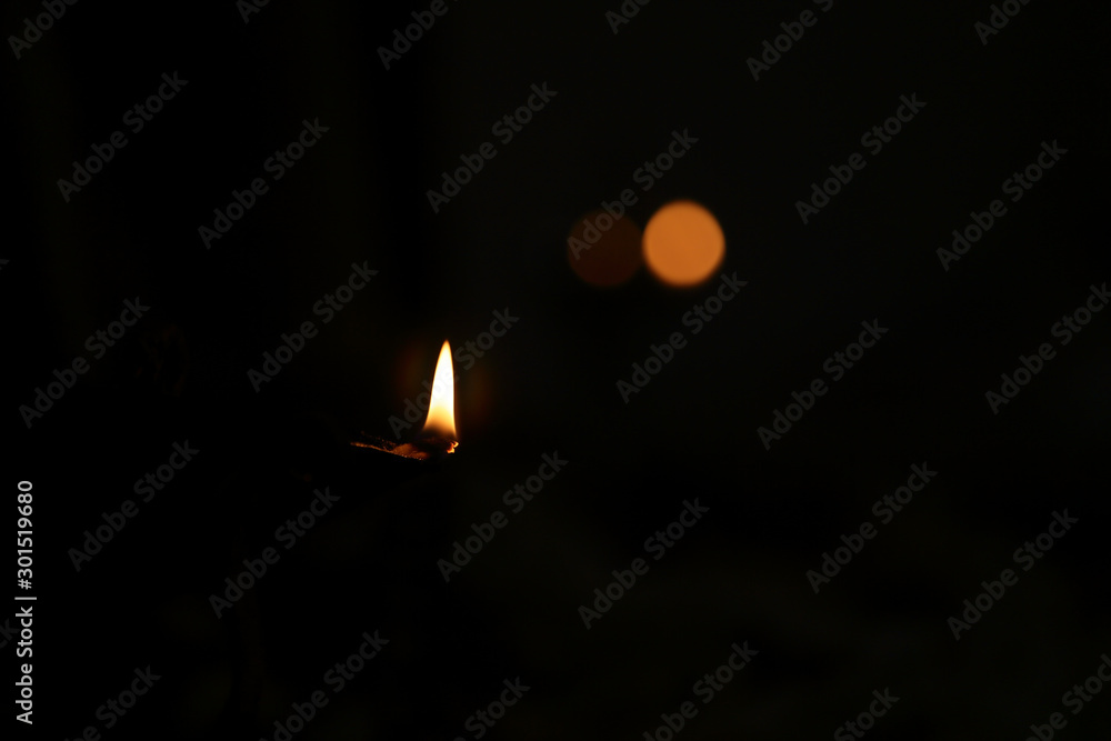 Indian Traditional Oil Lamp in Pooja