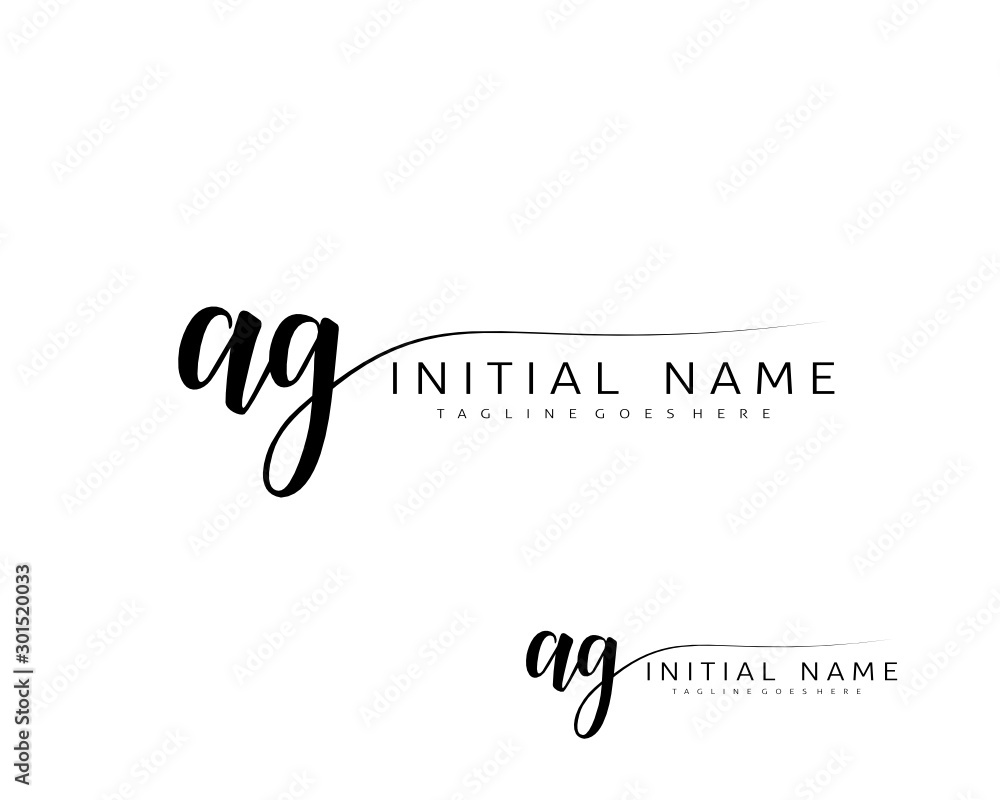 Naklejka premium A G Initial handwriting logo vector. Hand lettering for designs.