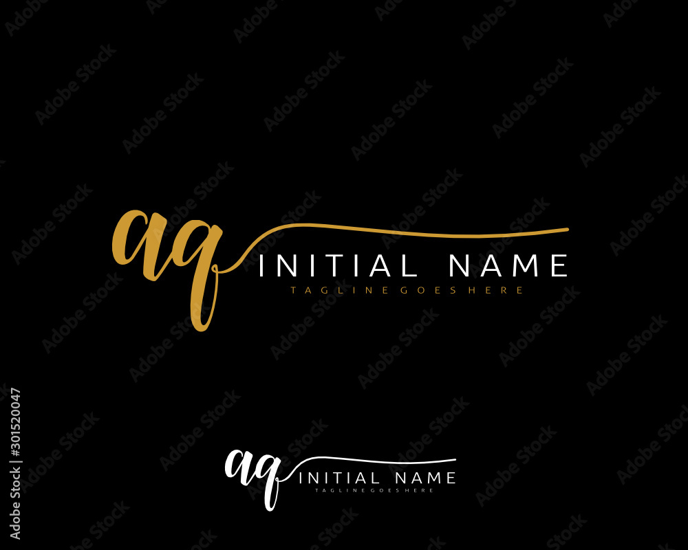 A T Initial handwriting logo vector. Hand lettering for designs.