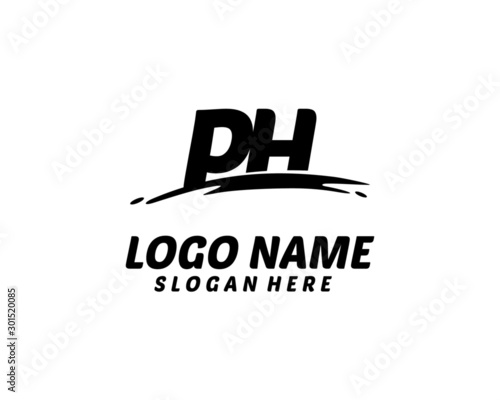 PH Initial with splash logo vector	