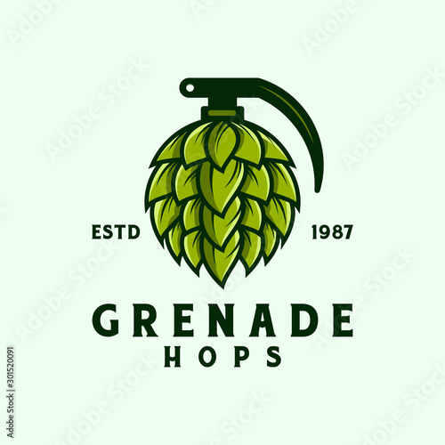Grenade Hops badge logo design illustration