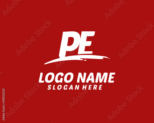 PE Initial with splash logo vector	