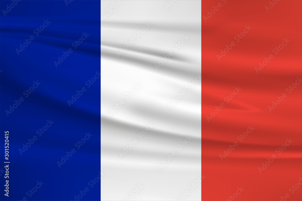 France flag vector icon, France flag waving in the wind.