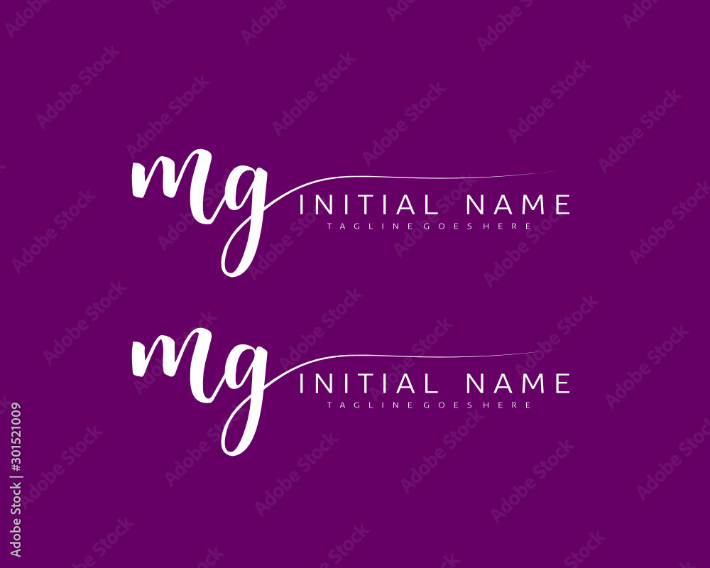 M G Initial handwriting logo vector. Hand lettering for designs.