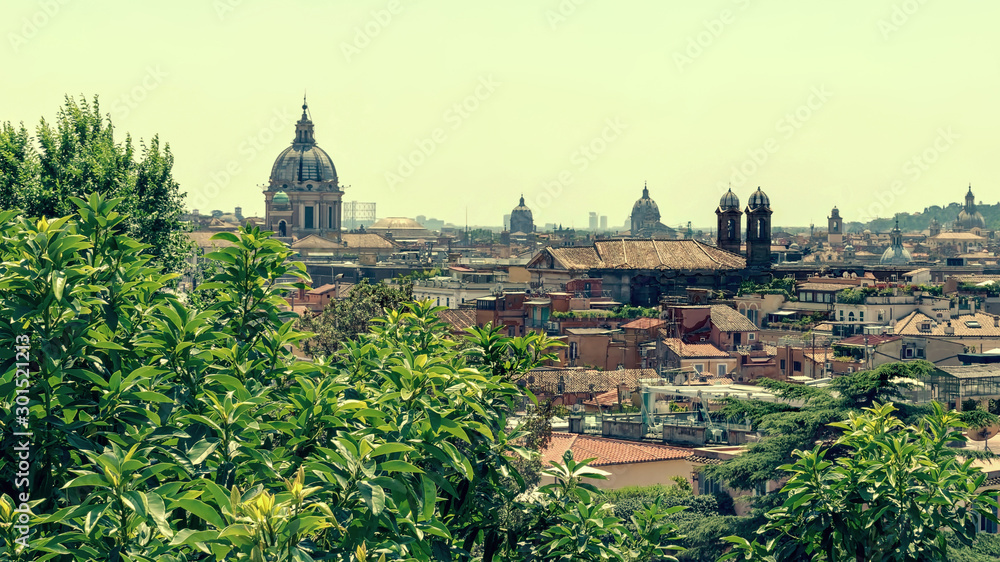 Obraz premium Vintage toned Panorama of Rome in Italy