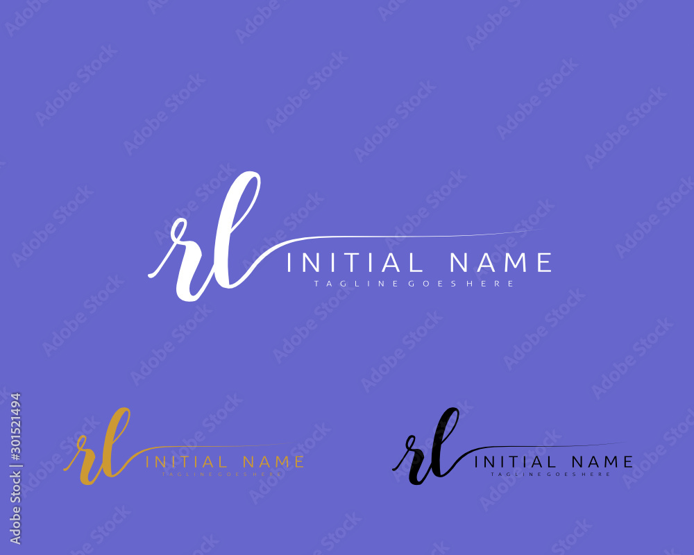 Obraz premium R L Initial handwriting logo vector. Hand lettering for designs.