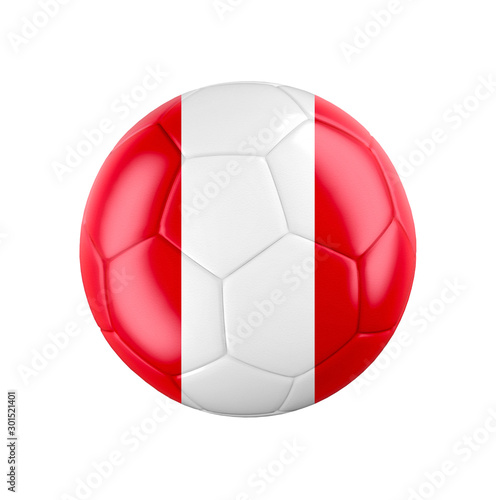Soccer football ball with flag of Peru