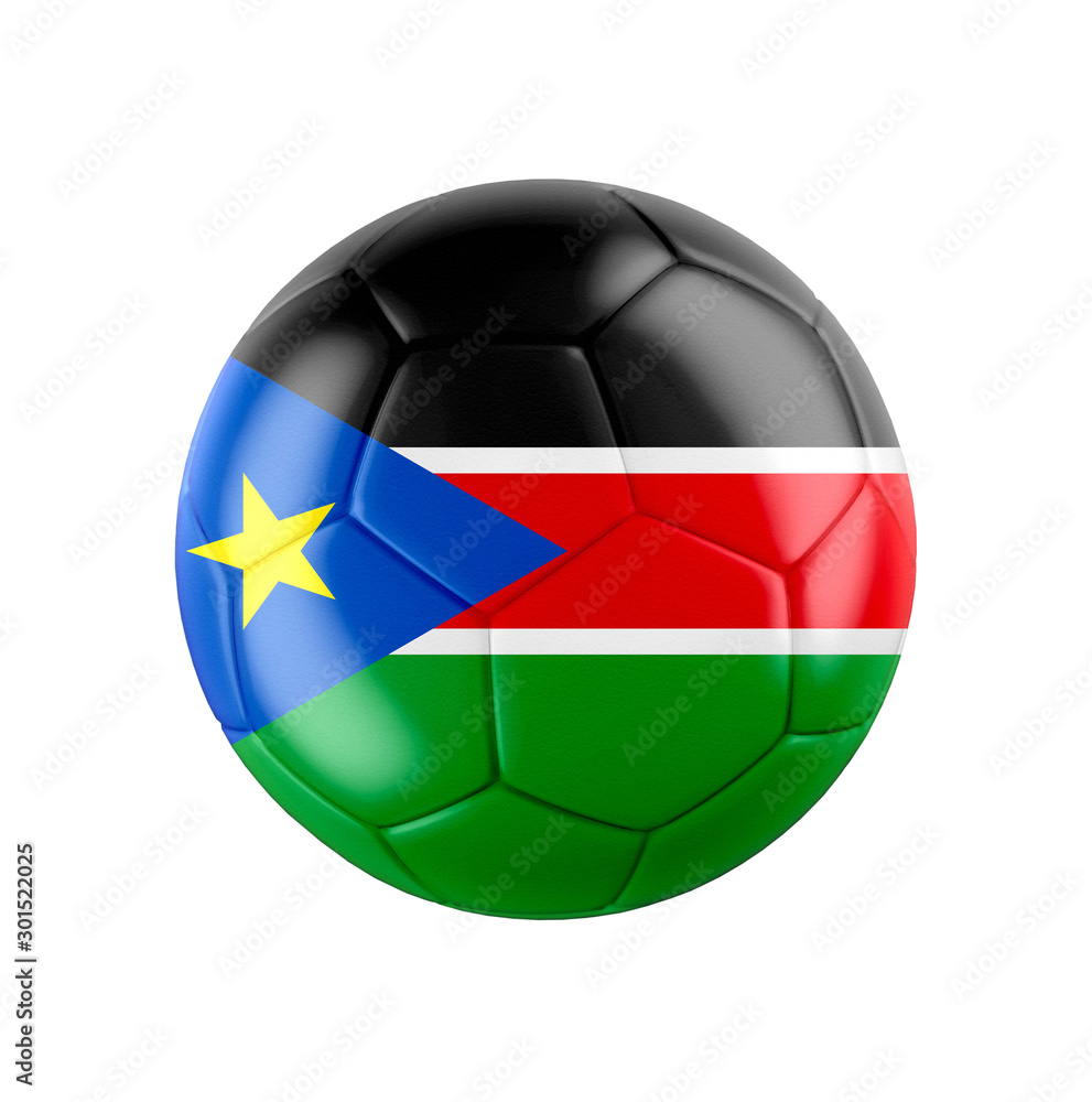 Soccer football ball with flag of South Sudan