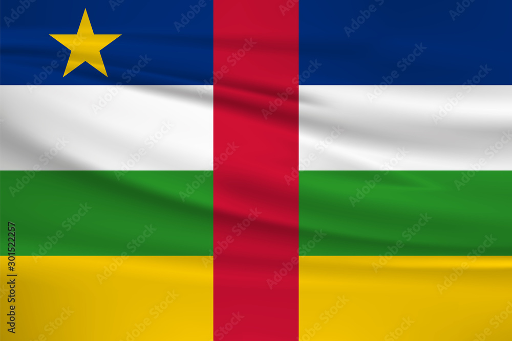 Obraz premium Central African flag vector icon, Central African flag waving in the wind.