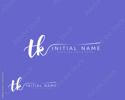 T K Initial handwriting logo vector. Hand lettering for designs.