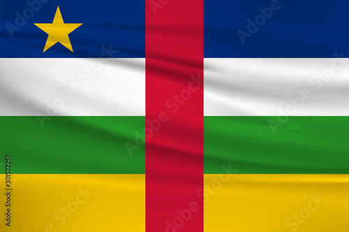 Central African flag vector icon, Central African flag waving in the wind.
