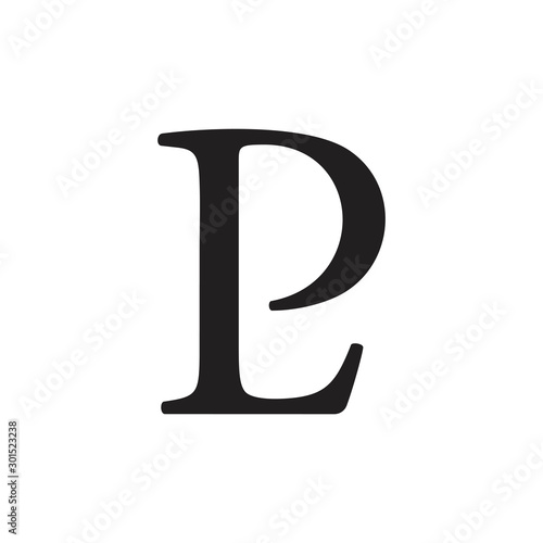 letter pl simple linked font logo vector