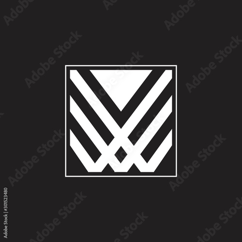 letter w wings geometric square logo vector