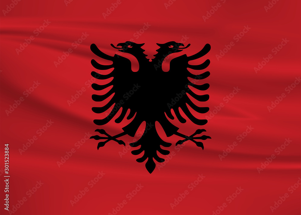Illustration of a waving flag of the Albania Illustration of a waving flag of the Albania