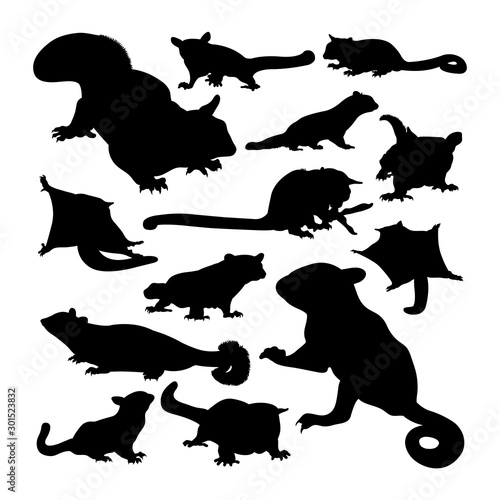 Sugar glider animal silhouettes. Good use for symbol, logo, web icon, mascot, sign, or any design you want.