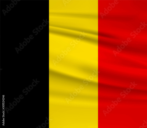 Illustration of a waving flag of the Belgium