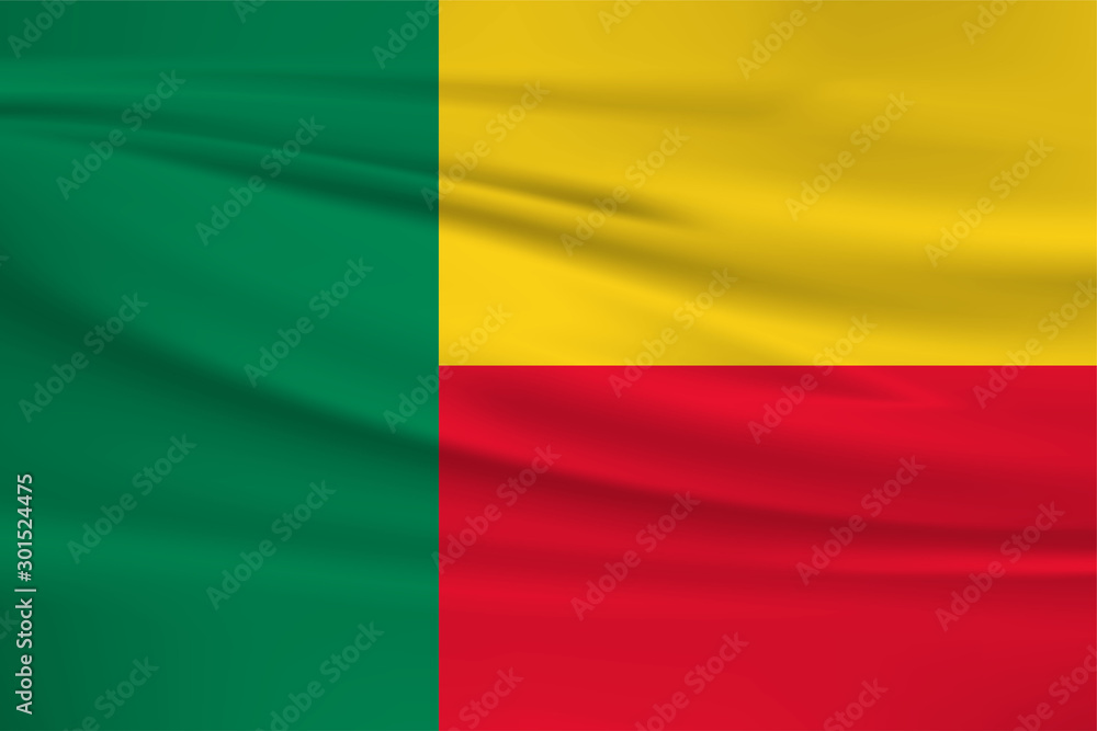 Illustration of a waving flag of the Benin Illustration of a waving flag of the Benin