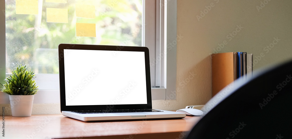 Mock up Copy Space Blank Screen Concept Business Working on Laptop. Mock up Copy Space Blank Screen Concept Business Working on Laptop.