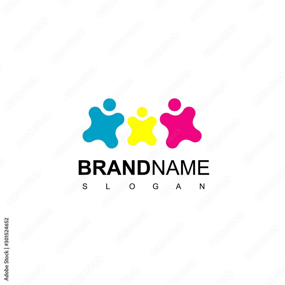 Flat People Logo Vector In Isolated White Background Flat People Logo Vector In Isolated White Background