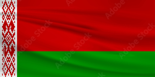 Illustration of a waving flag of the Belarus