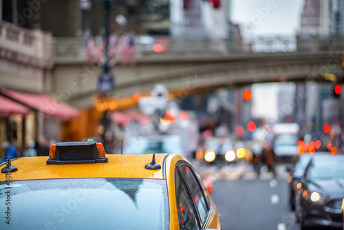 New York City, taxi and traffic along Grand Central Terminal