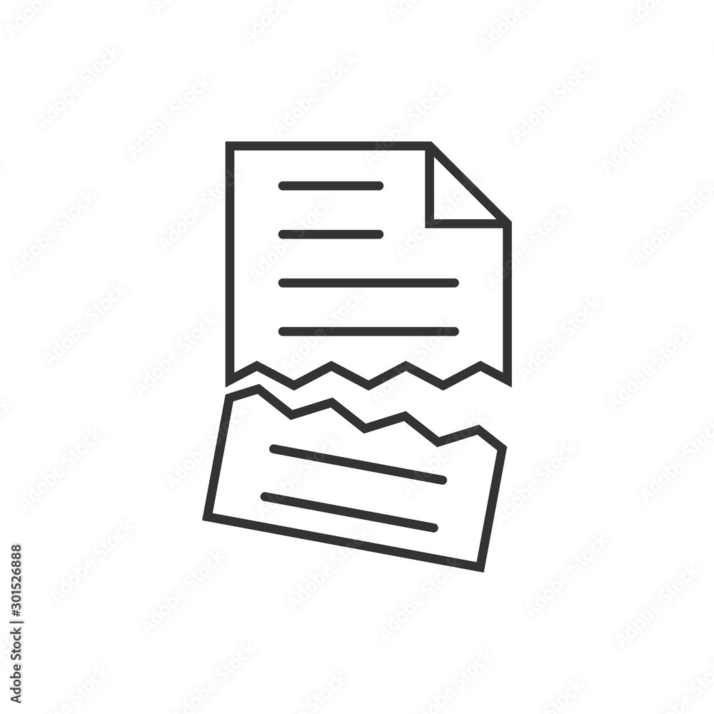 Document error icon in flat style. Broken report vector illustration on white isolated background. Damaged business concept. Document error icon in flat style. Broken report vector illustration on white isolated background. Damaged business concept.